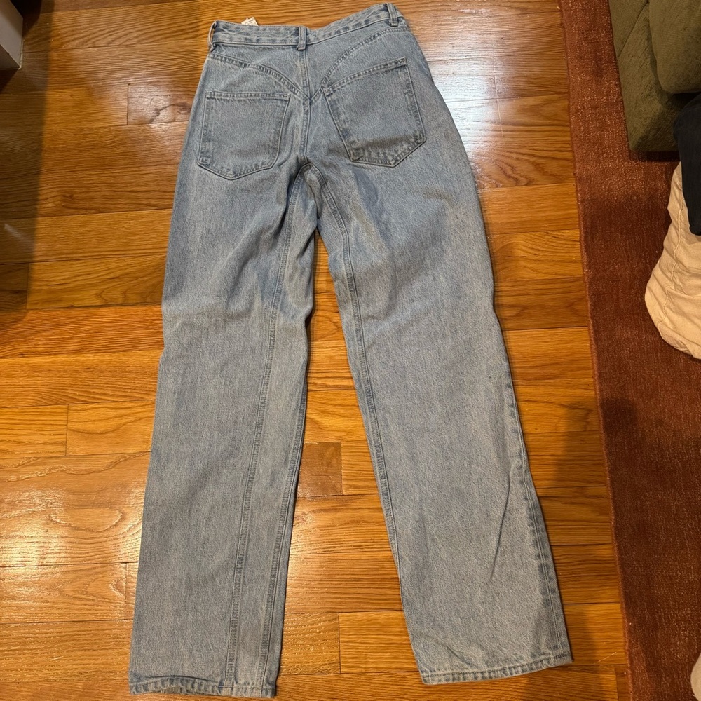 Zara High Rise Light Blue Straight Jeans - Picture 3 of 3